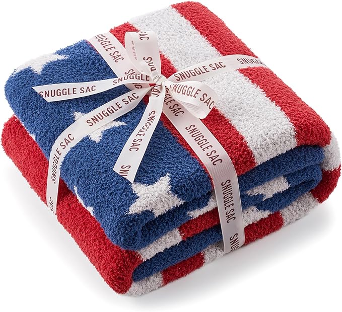 Snuggle Sac American Flag Patriotic Throw Blanket for Couch Sofa Bed, July 4th Blanket Ultra Soft Cozy Throw Blanket, 250th Anniversary USA Military Veteran July 4th Gift, 50x60 inches