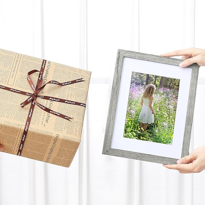 Vittanly 8.5x11 Picture Frames Set of 9 for Wall Mount & Tabletop, Grey | Certificate Frame Display Pictures 6x8 with Mat or 8.5x11 without Mat, Diploma Document Degree Frames, Engineered Wood