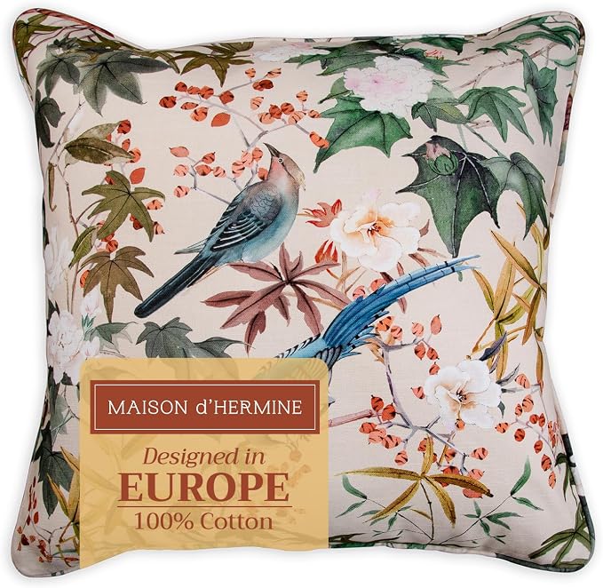 Maison d' Hermine Throw Pillow Covers 100% Cotton (18" x 18" - Pack of 1)