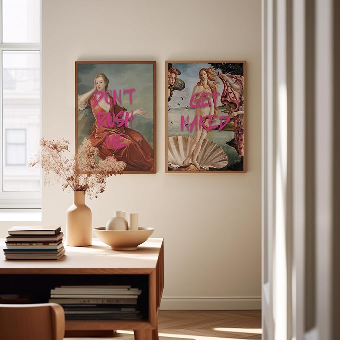 Poster Master 2-Piece Don't Rush Me Print - Get Naked Poster - Altered & Pop Art - Humorous Gift for Men & Women - Funny Wall Decor for Bedroom, Dorm or Bathroom - 8x10 UNFRAMED Wall Art