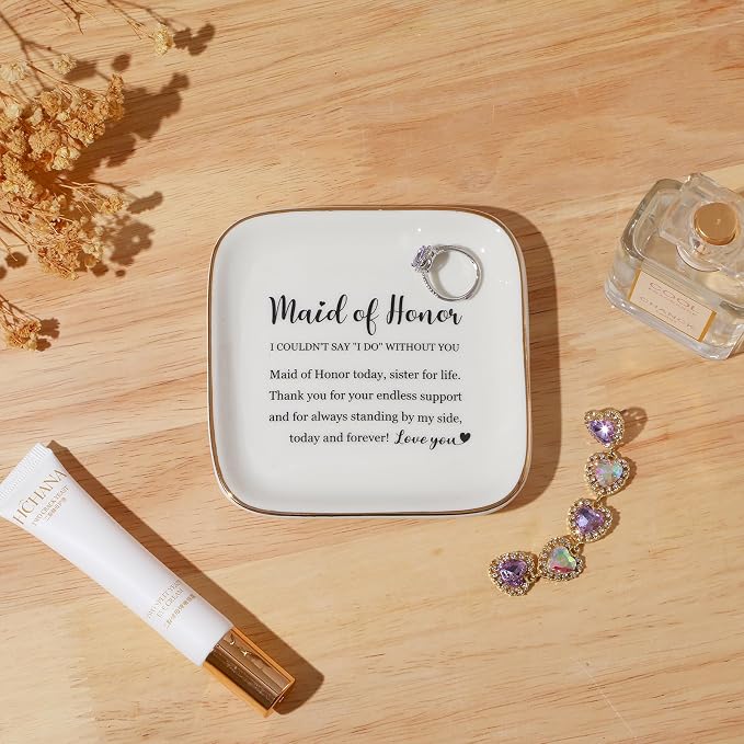 Maid of Honor Sister Ring Dish Trinket Tray Wedding Bridal Shower Gift