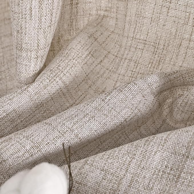 YoungsTex 38 Inch Wide Linen Curtains for Small Living Room Window 84 Inch Length Natural Linen Textured Drapes with Bronze Grommet Light Filtering for Bedroom, 2 Panels