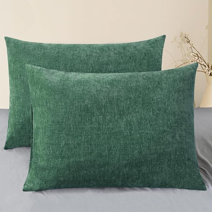 CaliTime Decorative Standard Throw Pillow Covers 26 X 20 Inches Dark Green