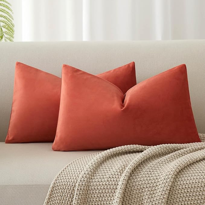 JUSPURBET 14x24 Velvet Decorative Throw Pillow Covers Set of 2,Apricot