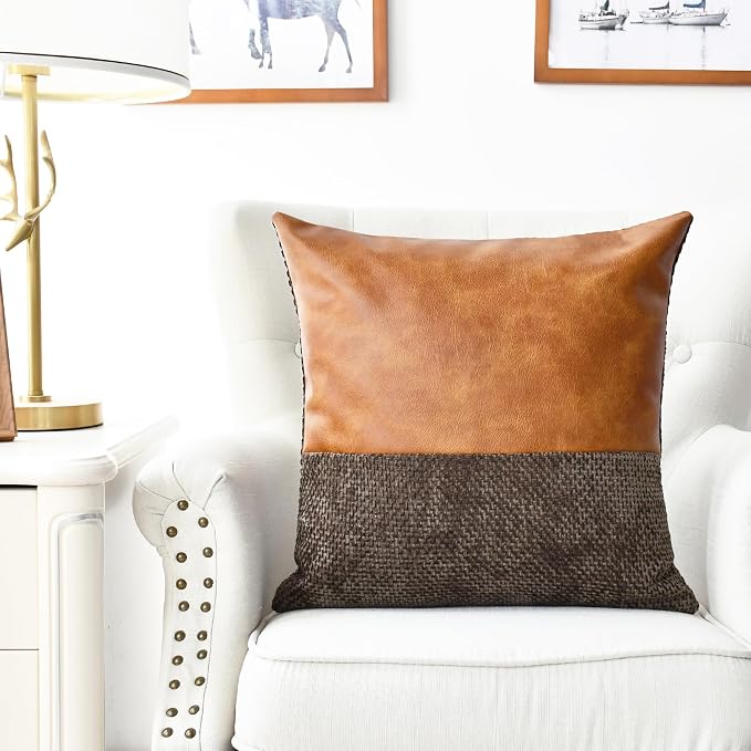 CaliTime Decorative Couch Throw Pillow Covers 16 X 16 Inches Brown