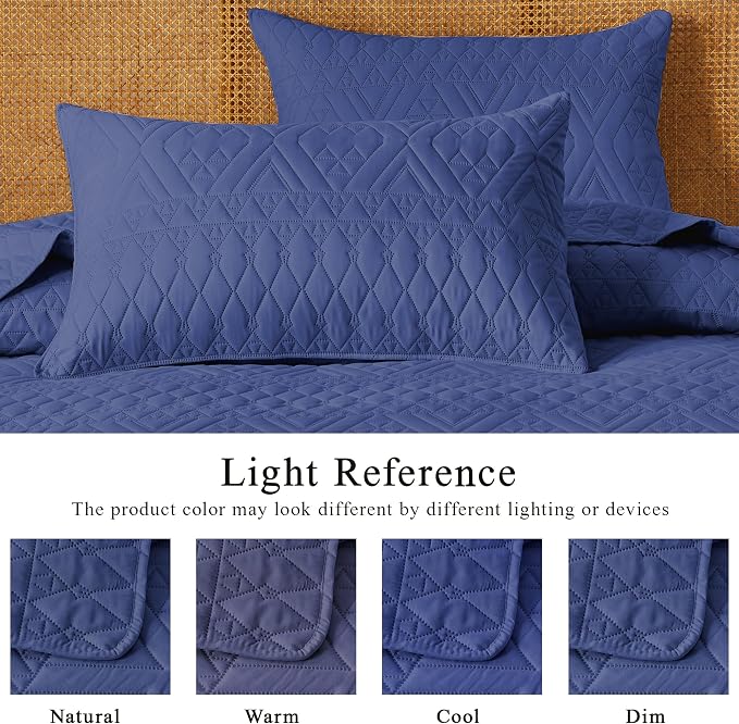 akkialla Twin Size Quilt Bedding Set,Navy Blue Lightweight Microfiber Soft Bedspreads,Modern Style Geoetric Pattern Coverlet Set for All Seasons,2 Piece(1 Quilt,1Pillow Sham)