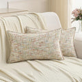 FUTEI Pack of 2 Chenille Tweed Vintage Throw Pillow Covers 12x20 Inch Soft Decorative Lumbar Pillowcase Modern Farmhouse Accent for Couch Bed Living Room, Colorful