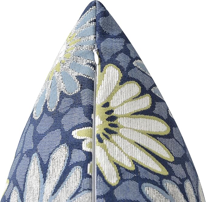 18x18 Floral Jacquard Throw Pillow Covers, 2-Pack, Navy Blue