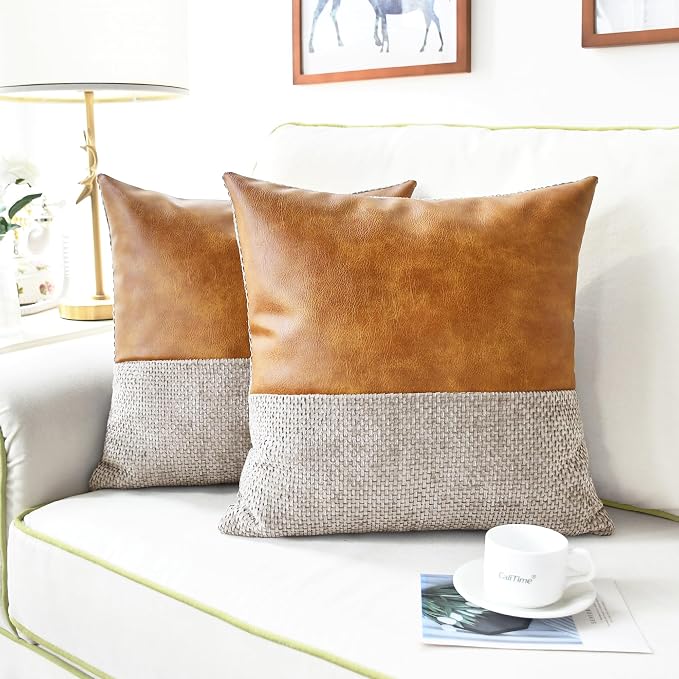 CaliTime Decorative Couch Throw Pillow Covers 16 X 16 Inches Taupe