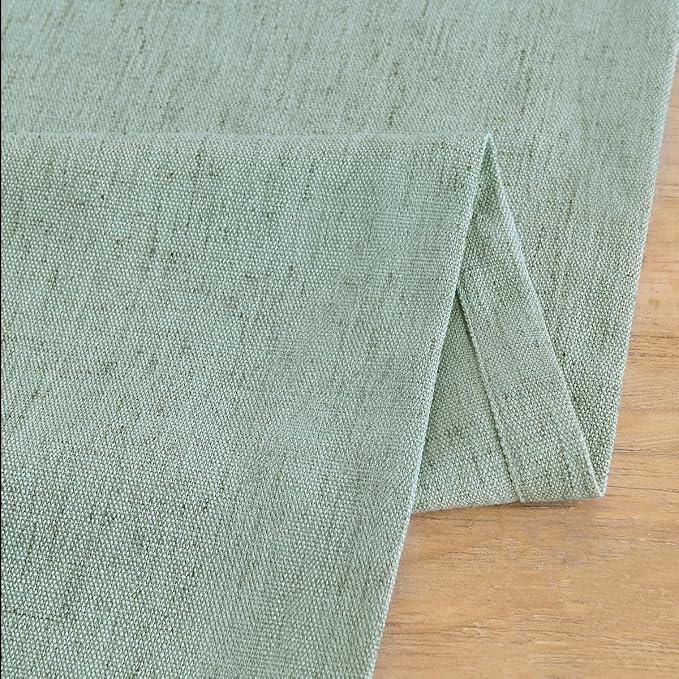 Wracra Linen Table Runner, Light Green Table Runners 48 Inches Long | Rich Woven Linen Blend Fabric, Machine Washable, Rustic Farmhouse Handcrafted Table Runner for Dresser Dining Table Decor