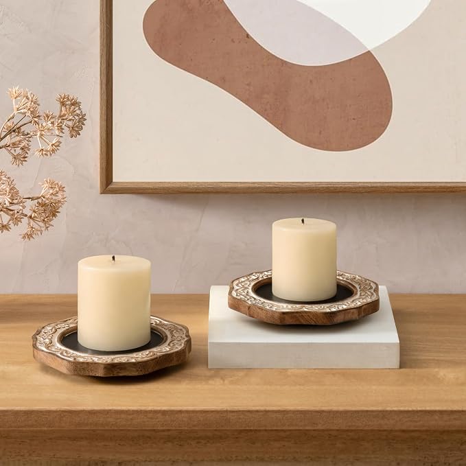 JFY Designs Celesta Duo Candle Holders for Pillar Farmhouse Fireplace Décor