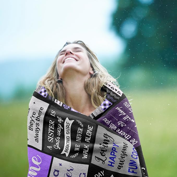 Ruvinzo Sister Gifts from Sis, Sisters Birthday Gift Idea, Best Sister Ever Gift for Women, Birthday Gifts for Sisters, Sis Soft Purple Throw Blanket 60" x 50"