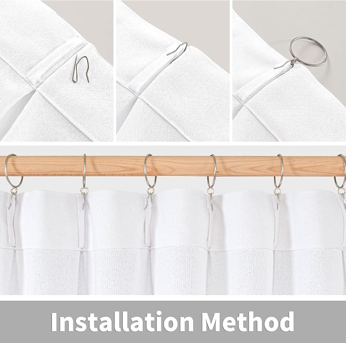 YoungsTex White Linen Curtains 84 Inches Long for Living Room - Light Filtering Drapes with Back Tab Semi Sheer Window Treatments for Bedroom, 2 Panels 40 X 84 Inch