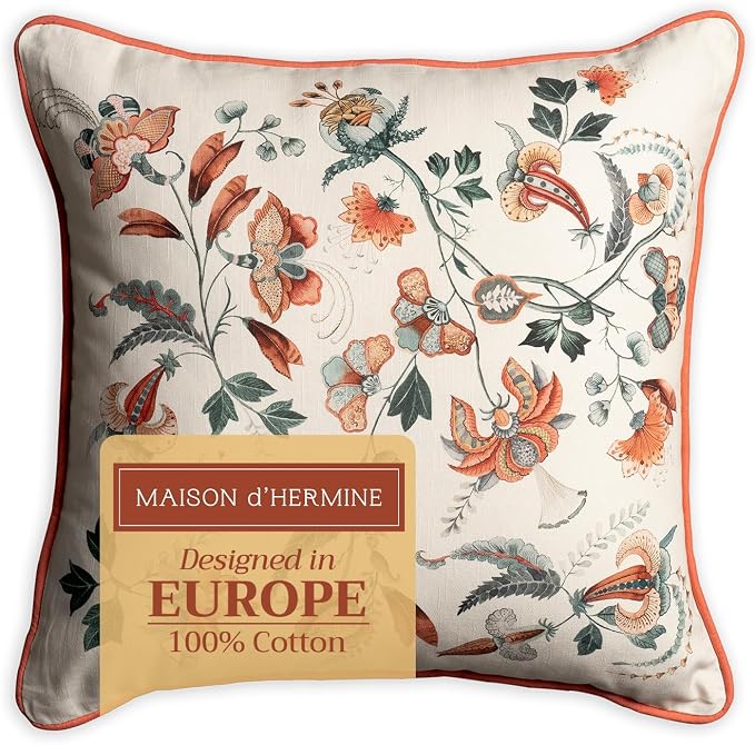 Maison d' Hermine Throw Pillow Covers 100% Cotton (18" x 18" - Pack of 1)