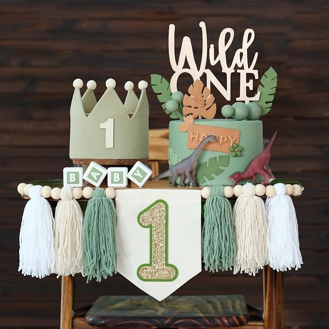 Wild One Decorations Boy 1st Birthday Highchair Banner 1 Year Old Birthday
