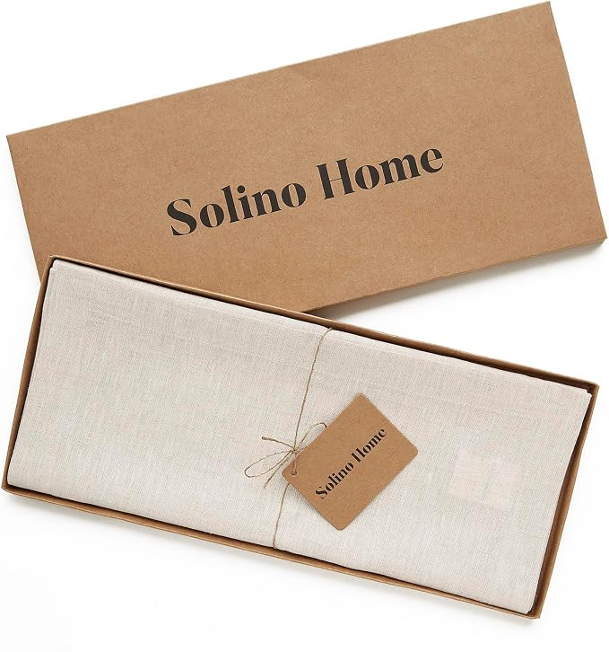 Solino Home 100% Pure Linen Table Runner Natural Long, Athena 14 x 156 in | a graceful centrepiece for dining and gatherings, European flax fibres, gift ready packaging, soft, fine, OEKO-TEX Certified
