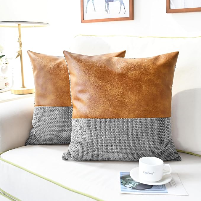 CaliTime Decorative Couch Throw Pillow Covers 20 X 20 Inches Grey