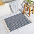 Lahome Boho Bathroom Rugs, Small 2x3 Front Door Mat for Kitchen, Washable | Indoor Entryway Area Rug Woven Cotton with Tassels, Farmhouse Non Shedding Blue Throw Low Pile Carpet for Bath Entry Laundry