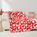 Snuggle Sac Valentines Throw Blanket Red Checker, Knitted Super Soft Cozy Blankets, Valentines Day Gifts for Her, Microfiber Heart Throws for Couch, Checkered Love, 50x60 inches
