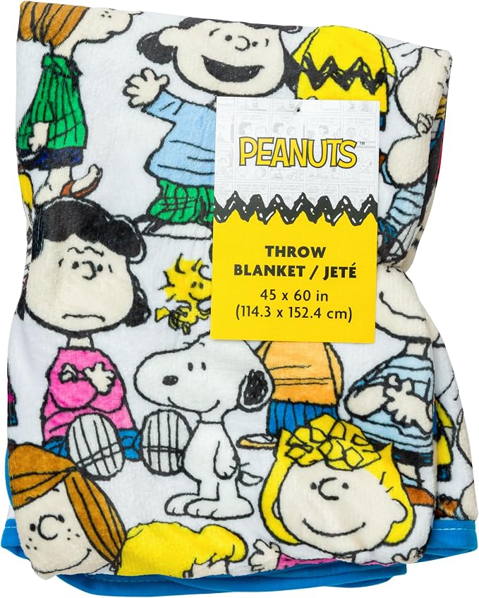 Silver Buffalo Peanuts Snoopy, Fleece Throw Blanket, 45x60in | Charlie Brown, Lucy, Linus, Sally and Woodstock, Soft and Cozy, 185 GSM
