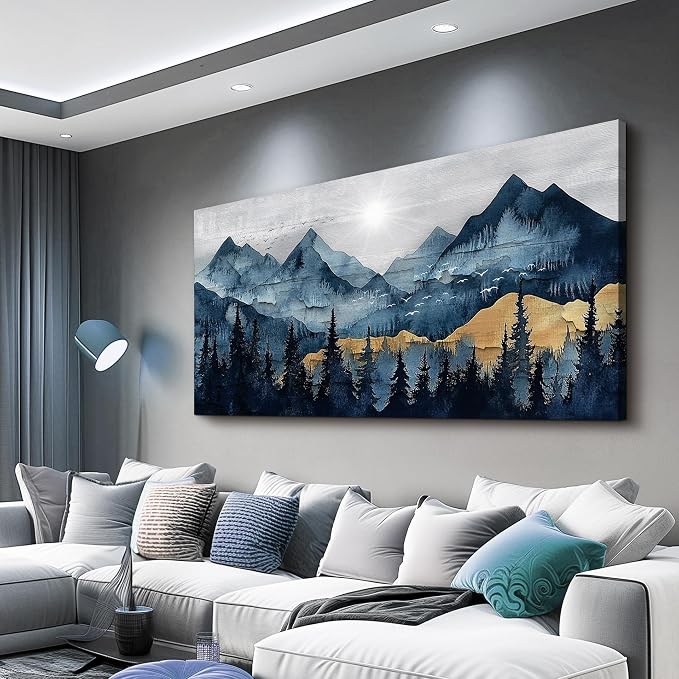 FUHAIHUA Canvas Wall Art For Living Room Wall Decor For Bedroom Office Wall Decoration Mountain Landscape Painting Abstract Pictures Artwork Room Aesthetic Home Decor 20x40 In