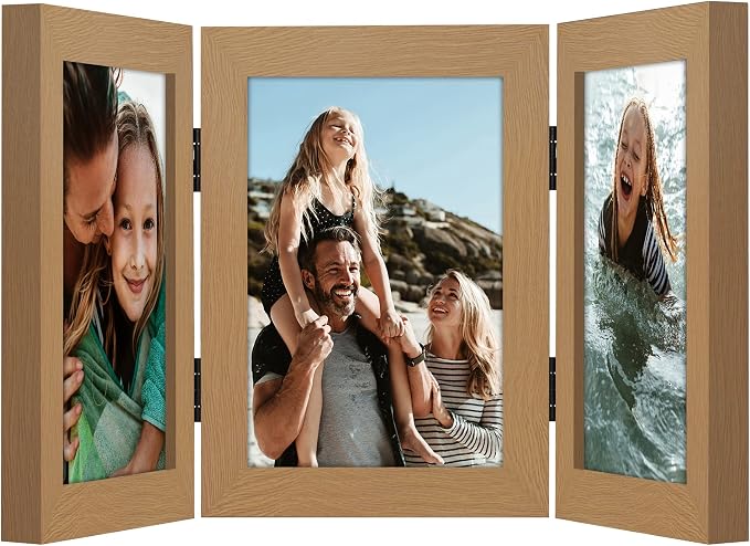 Americanflat 4x6 Hinged Triple Picture Frame - Engineered Wood - Dark Oak