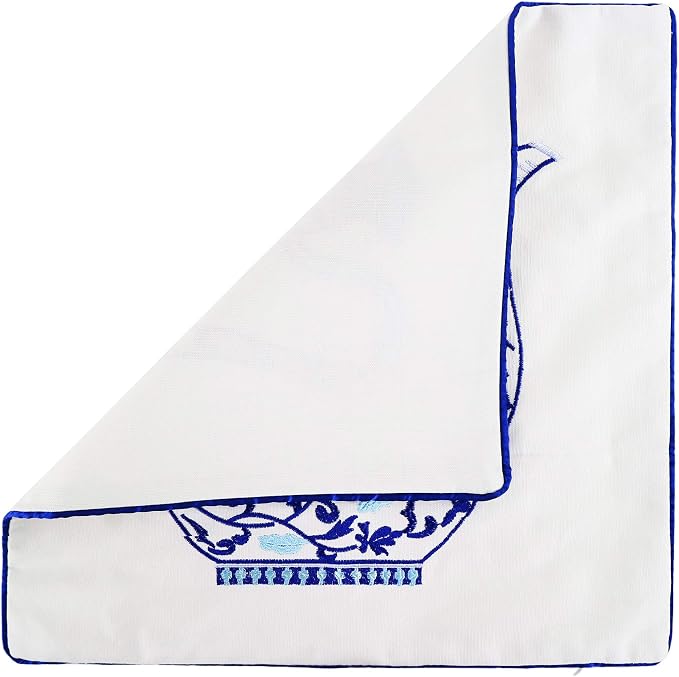 Embroidery Throw Pillow Covers 18x18 Home Décor Floor Pillows Cover for Couch 100% Cotton Cushion Cover 45x45cm Decorative Pillowcase, Chinese Blue and White Porcelain Bottles, 4 Pieces
