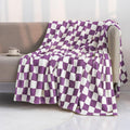 LOMAO Throw Blankets Flannel Blanket with Checkerboard Grid Pattern Soft Throw Blanket for Couch, Bed, Sofa Luxurious Warm and Cozy for All Seasons (Purple, 40"x50")