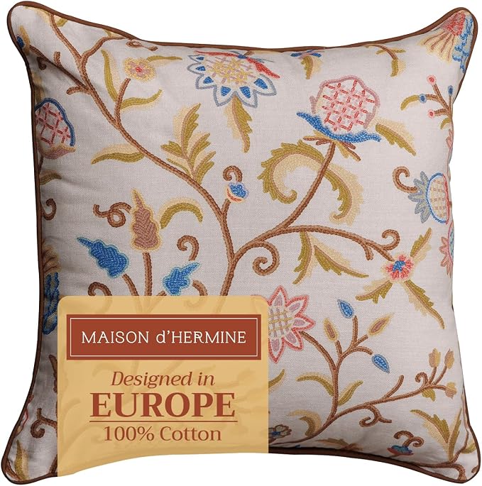 Maison d' Hermine Throw Pillow Covers 100% Cotton (18" x 18" - Pack of 1)