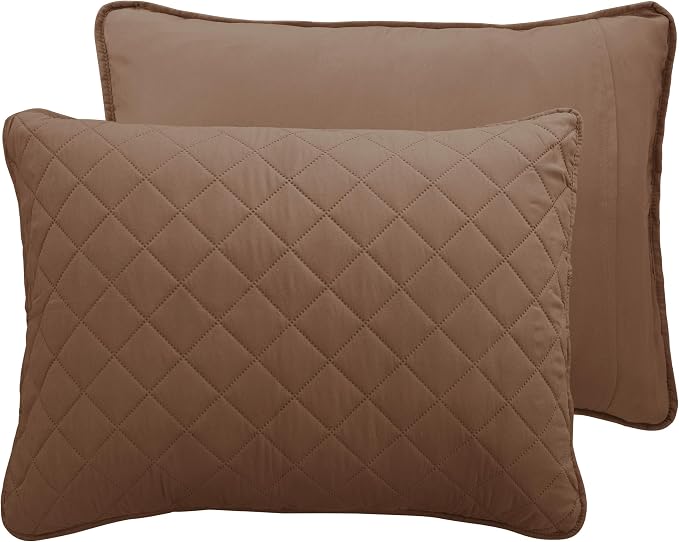 Easy-Going Reversible Quilt Set King, Bedspread with 2 Shams, Brown/Beige | Machine Washable Lightweight Bed Comforter, 1 Quilt + 2 Pillow Shams, All Season Bed Coverlets for Bedroom