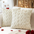 Artscope Valentines Pillow Covers 20x20 Set of 2 Decorative Love Heart Valentines Day Throw Pillow Cases Soft Plush Faux Fur Couch Cushion Case for Holiday Sofa Bed Room Home Decor-Beige Heart