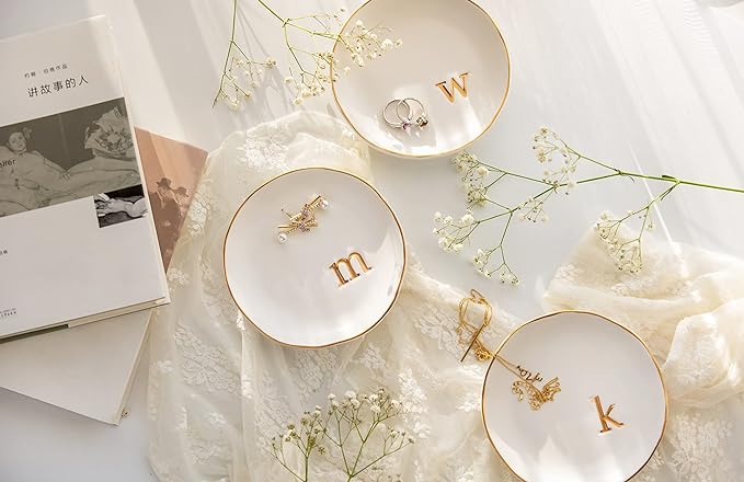 COLLECTIVE HOME Ceramic Jewelry Tray, Trinket Dish, Gifts for Women (C)
