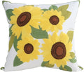 Embroidery Throw Pillow Covers 4 Sunflowers 18x18 Inch Decorative Cushion Case Floral Design 100% Cotton Home Decor Yellow Flowers 45x45cm, 1 Piece