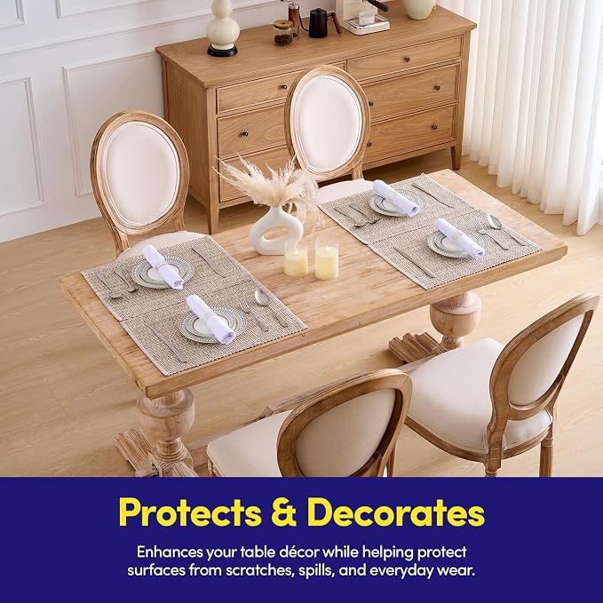 Sweet Home Collection 100% Cotton Placemats for Dining Room Rectangle Two Tone Woven Fabric 13" x 19" Soft Durable Table Mat Set, Set of 6, Eggshell