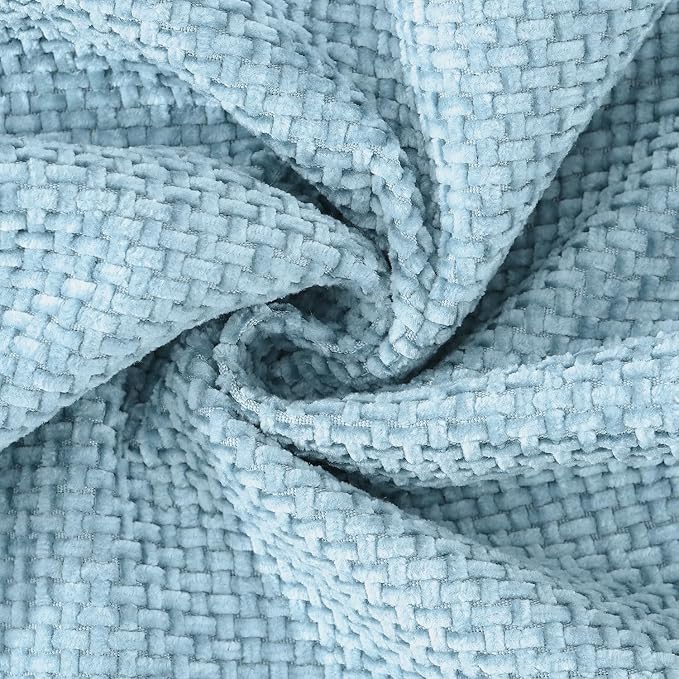 MADIZZ Decorative Chenille Velvet Throw Pillow Covers Set of 2 Soft Boho Textured Neutral Couch Throw Pillow for Bed Modern Farmhouse Home Decor for Sofa Livingroom Light Blue 12x20 Inch