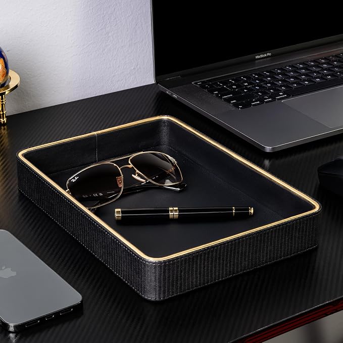 Leather Catchall Valet Tray for Men| Mens Valet Catch All Tray Key Basket