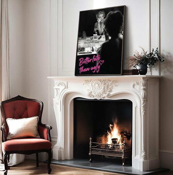 Poster Master Marilyn Print - Better Late Than Ugly Poster - Altered Art - Gift for Men & Women - Popular Fashion Art - Chic Decor for Bathroom or Girl's Room - 8x10 UNFRAMED Wall Art