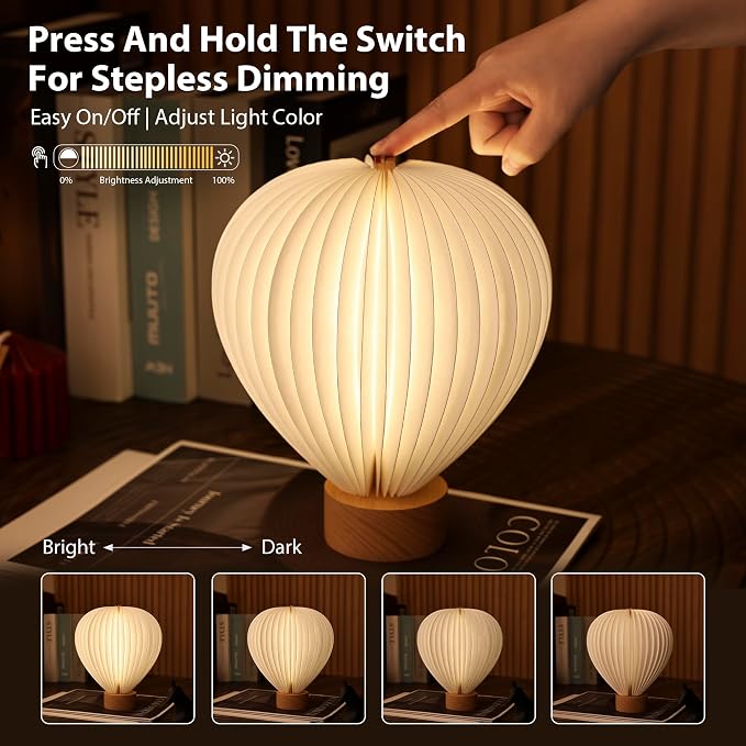 Hot Air Balloon Warm Night Light,Dimmable Touch Lamp for Bedroom,Portable Table Bedside Lamp,hot air balloon lantern decor,1200 mAh battery,Portable Camping Lamp for Outdoor,Bedroom,Party Decor