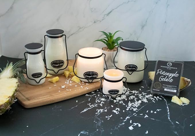 Milkhouse Pineapple Gelato Soy Candle, 5 oz Cream Jar, 35+ Hr Burn