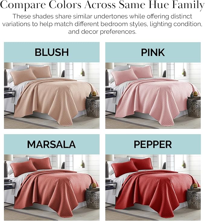 Southshore Fine Living, Inc. Twin XL Quilt Set with Pillow Sham, Quilted Twin Bedspread, Coverlet, Oversized Bed Quilt for Full Coverage, Soft and Comfy, Easy Care, Machine Washable, Marsala