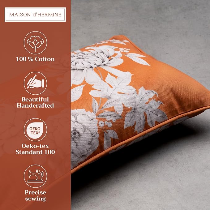 Maison d' Hermine Throw Pillow Covers 100% Cotton (12" x 20" - Pack of 1)