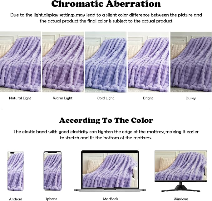 NEWCOSPLAY Faux Fur Fluffy Bubble Twin Blanket for Couch,Lavender,60"x80" | Soft Thick Warm Bubble Blanket for Couch Sofa Bed 550GSM, Plush Cozy Luxury Decorative Throw, Gift for Women Men