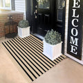 KILOCOCO Striped Rug 3x5 ft Washable Front Door Outdoor Rug, Brown Black | Cotton Layered Doormats, Washable Front Porch Rug, Woven Low Pile Welcome Mat for Kitchen Entryway Farmhouse Patio