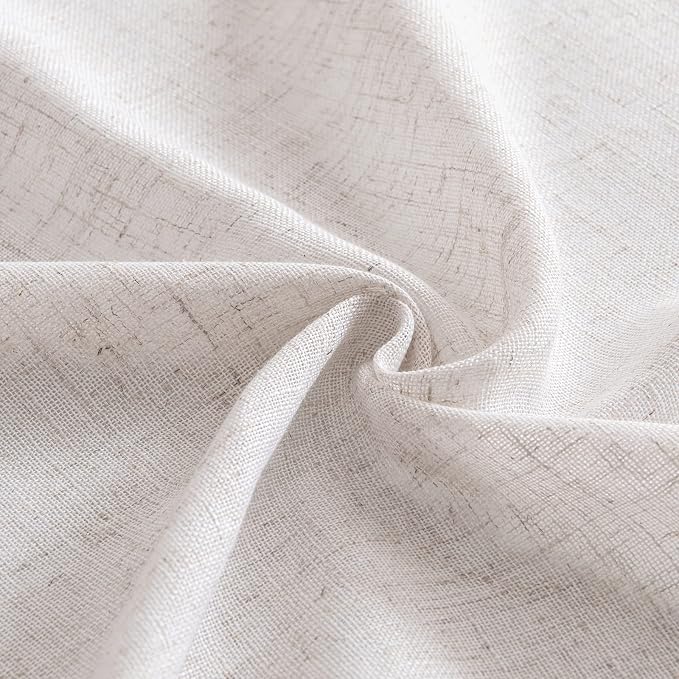 MIULEE White Linen Curtains 52x96 Inch Long for Bedroom Living Room | Soft Thick Linen Textured Window Drapes, Semi Sheer Light Filtering, Back Tab Rod Pocket,Burlap Look Christmas Decor，2 Panels