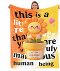 Inspirational Sunflower Gift Blanket for Women Mom Friend, Ideal for Bed Sofa Travel, Birthday Christmas, Soft Sunflower Flannel Blanket,56x71