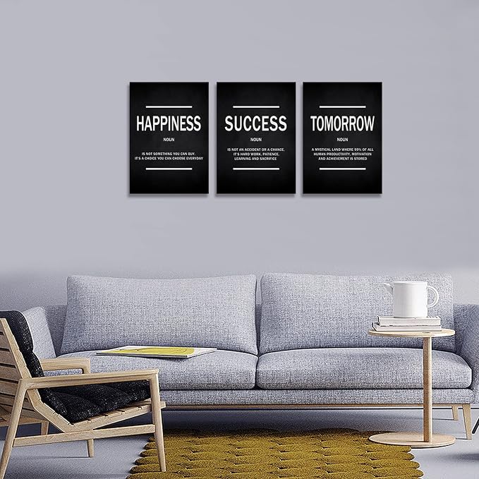 KAWAHONE Motivational Success Quotes Wall Art, Positive Entrepreneur Tomorrow Poster Inspirational Happiness Relaxing Wall Hanging Picture Decor for Home Office Workplace Gift for Business Leadership