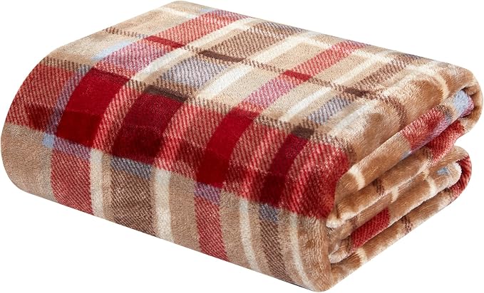 MERRYLIFE Red Plaid Throw Blanket for Couch Bed Sofa Love Urban 40" 50" | Grid Pattern, Ultra-Plush Soft, Decorative Colorful Travel Blanket, farmhouse, Gift Choice, Home Travel Use
