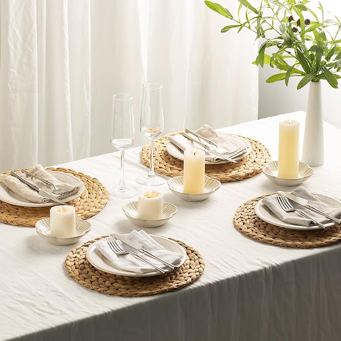 BEUNAIZER Ceramic Pillar Candle Holder Plate, Decorative Candlestick Holder
