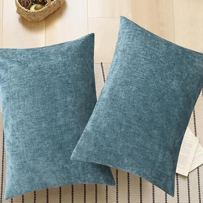 CaliTime Decorative Standard Throw Pillow Covers 26 X 20 Inches Smoke Blue