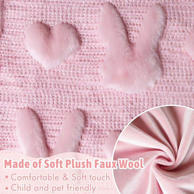ONFAON Easter Decorations-Easter Pillow Covers 18x18 inch Set of 2 Soft Plush Faux Wool Pink Throw Pillows for Bedroom Sofa Holiday Festivals Home Decor